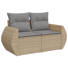 vidaXL 2 személyes bézs polyrattan kerti kanapé párnával (366107) kerti bútor