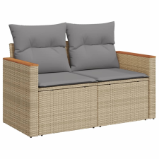 vidaXL 2 személyes bézs polyrattan kerti kanapé párnával (366109) kerti bútor