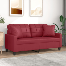 vidaXL 2 személyes bordó műbőr kanapé díszpárnákkal 140 cm bútor