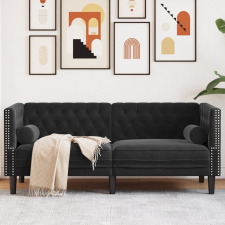 vidaXL 2 személyes fekete bársony Chesterfield kanapé hengerpárnákkal bútor