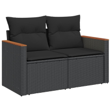 vidaXL 2 személyes fekete polyrattan kerti kanapé párnával (365993) kerti bútor
