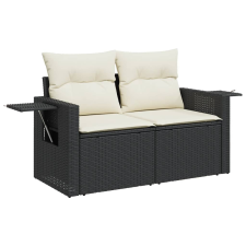 vidaXL 2 személyes fekete polyrattan kerti kanapé párnával (366005) kerti bútor