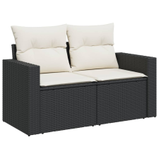 vidaXL 2 személyes fekete polyrattan kerti kanapé párnával (366016) kerti bútor