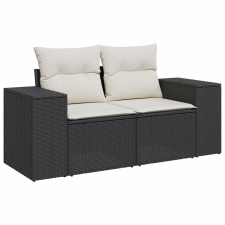 vidaXL 2 személyes fekete polyrattan kerti kanapé párnával (366019) kerti bútor