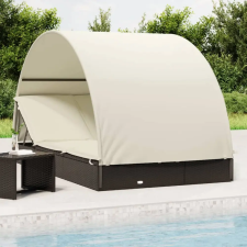 vidaXL 2 személyes fekete polyrattan napágy kerek tetővel 213x118x97cm kerti bútor