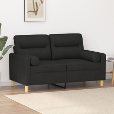 vidaXL 2 személyes fekete szövet kanapé díszpárnákkal 120 cm bútor