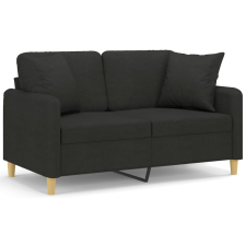 vidaXL 2 személyes fekete szövet kanapé díszpárnákkal 120 cm (3200905) bútor