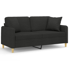 vidaXL 2 személyes fekete szövet kanapé díszpárnákkal 140 cm (3200913) bútor