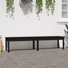 vidaXL 2 személyes fekete tömör fenyőfa kerti pad 203,5x44x45 cm kerti bútor