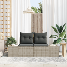 vidaXL 2-Személyes Kert Kanapé Párnákkal Szürke Poli Rattan kerti bútor