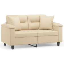 vidaXL 2 személyes krémszínű mikroszálas szövetkanapé párnákkal 120 cm (3200969) bútor