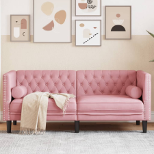 vidaXL 2 személyes rózsaszín bársony Chesterfield kanapé párnákkal bútor