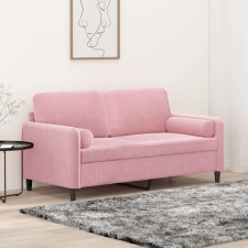 vidaXL 2 személyes rózsaszín bársony kanapé díszpárnákkal 140 cm bútor