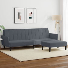 vidaXL 2 személyes sötétszürke bársony kanapéágy lábtartóval bútor