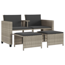vidaXL 2 személyes szürke polyrattan kerti kanapé asztallal/székkel (368421) kerti bútor