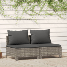 vidaXL 2 személyes szürke polyrattan kerti kanapé párnákkal kerti bútor