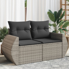 vidaXL 2 személyes szürke polyrattan kerti kanapé párnával kerti bútor