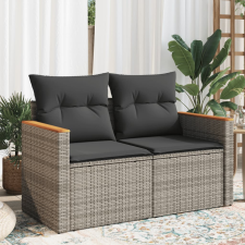 vidaXL 2 személyes szürke polyrattan kerti kanapé párnával kerti bútor