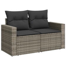 vidaXL 2 személyes szürke polyrattan kerti kanapé párnával (366140) kerti bútor