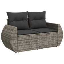 vidaXL 2 személyes szürke polyrattan kerti kanapé párnával (366142) kerti bútor