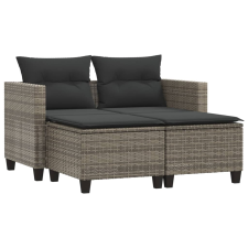 vidaXL 2 személyes szürke polyrattan kerti kanapé zsámolyokkal (365793) kerti bútor