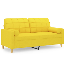 vidaXL 2 személyes világossárga szövet kanapé díszpárnákkal 140 cm (3200787) bútor