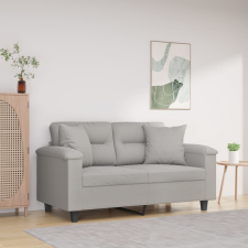 vidaXL 2 személyes világosszürke párnás mikroszálas szövetkanapé 120cm bútor