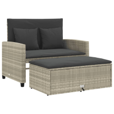 vidaXL 2 személyes világosszürke polyrattan kerti kanapé párnával (365137) kerti bútor