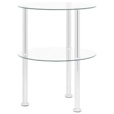 vidaXL 2 szintes átlátszó edzett üveg kisasztal 38 cm bútor