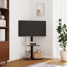 vidaXL 2-szintes fekete sarok TV-állvány 32-65 hüvelyk tv állvány és fali konzol