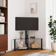 vidaXL 2-szintes fekete sarok TV-állvány 32-70 hüvelyk bútor