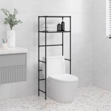 vidaXL 2-szintes fekete vas WC feletti tárolóállvány 53,5x28x143 cm fürdőszoba kiegészítő
