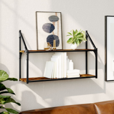 vidaXL 2 szintes füstös tölgy színű szerelt fa fali polc 80x21x51 cm bútor