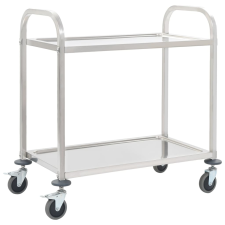 vidaXL 2 szintes rozsdamentes acél zsúrkocsi 107 x 55 x 90 cm bútor