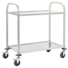 vidaXL 2 szintes rozsdamentes acél zsúrkocsi 87 x 45 x 83,5 cm bútor