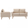vidaXL 3056617 2 Piece Sofa Set Fabric Cream (288696+288706)