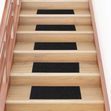 vidaXL 30 db fekete lépcsőszőnyeg öntapadós téglalap alakú 60x25 cm lakástextília