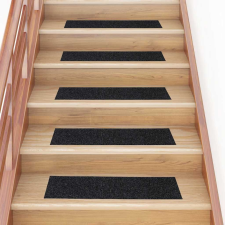 vidaXL 30 db fekete lépcsőszőnyeg öntapadós téglalap alakú 76x20 cm lakástextília