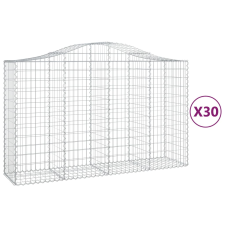 vidaXL 30 db íves horganyzott vas gabion kosár 200x50x120/140 cm (3145678) kerti tárolás