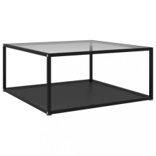 vidaXL 322896 Coffee Table Transparent and Black 80x80x35 cm Tempered Glass bútor
