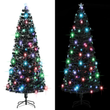 vidaXL 380 ágas műkarácsonyfa talppal és LED fénnyel 240 cm karácsonyi dekoráció