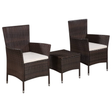 vidaXL 3 darabos barna polyrattan bisztrószett (44093) kerti bútor