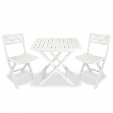 vidaXL 3 darabos fehér összecsukható műanyag bisztrószett kerti bútor
