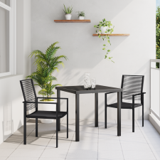 vidaXL 3 Darabos Kerti Étkező Szett Fekete PVC Rattan kerti bútor
