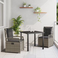 vidaXL 3 darabos kerti étkező szett szürke poli rattan kerti bútor