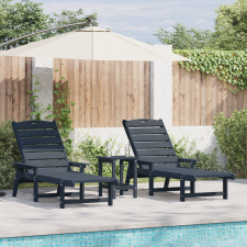 vidaXL 3 darabos kerti lounge szett tengerészkék HDPE kerti bútor