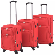 vidaXL 3 darabos, piros, puha fedeles görgős bőröndszett kézitáska és bőrönd