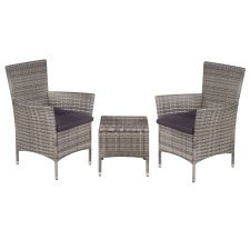 vidaXL 3 darabos szürke polyrattan bisztrószett (44095) kerti bútor