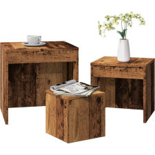 vidaXL 3 db antik fa színű szerelt fa egymásba tolható asztal (856686) bútor