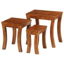 vidaXL 3 db barna egymásba rakható tömör akácfa asztal 50x35x50 cm bútor